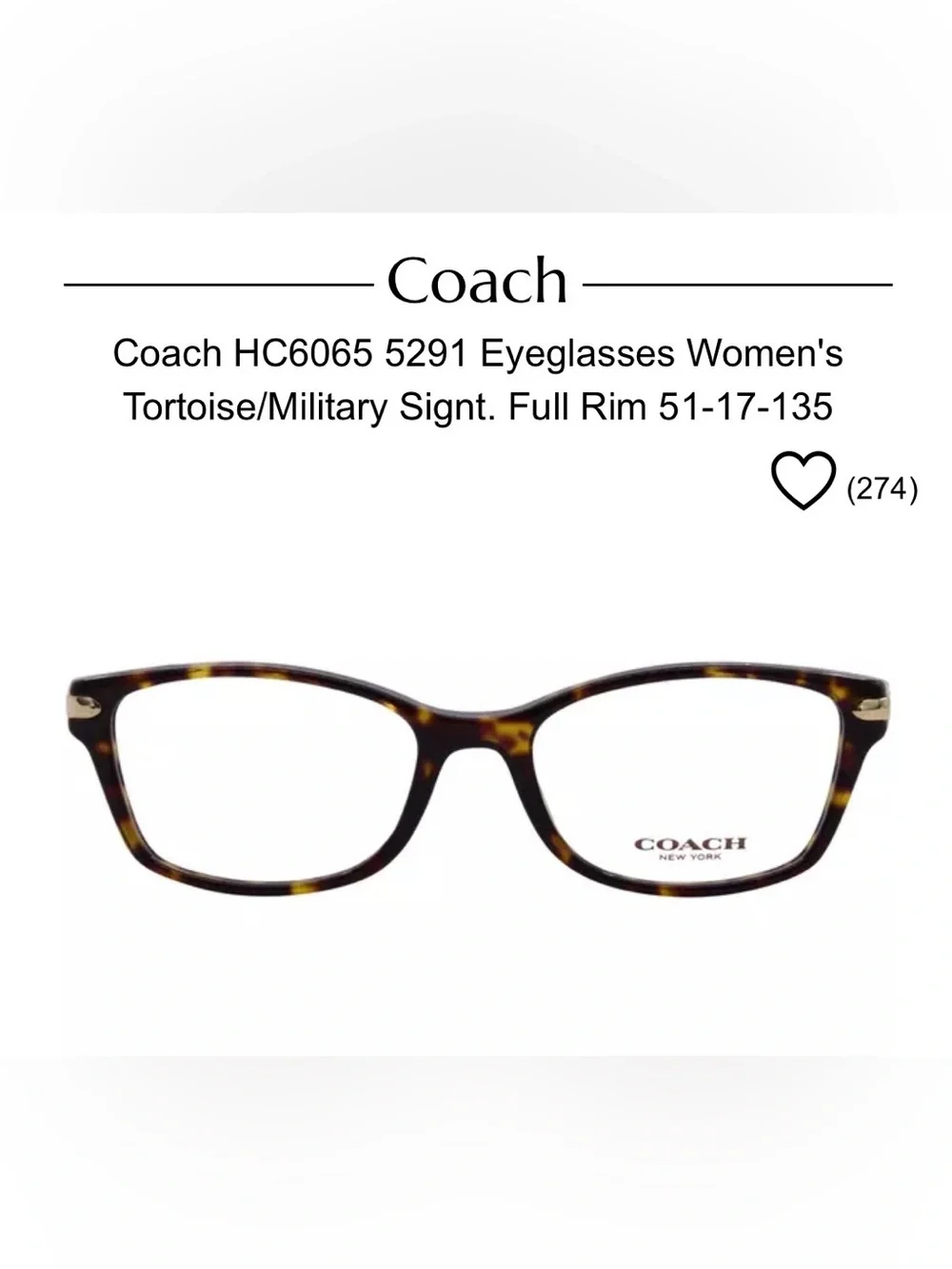 Coach Brown Logo-Pattern Rectangular Eyeglass Frames- HC6065 5291
